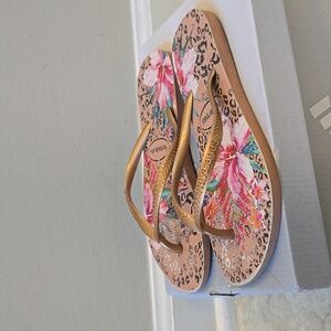 Havaianas Flip Flops Floral And Leopard Girl's Size US 2 Euro 33/44
